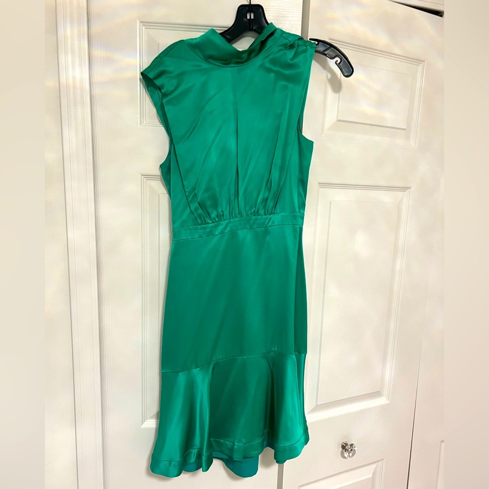 Salon green satin dress